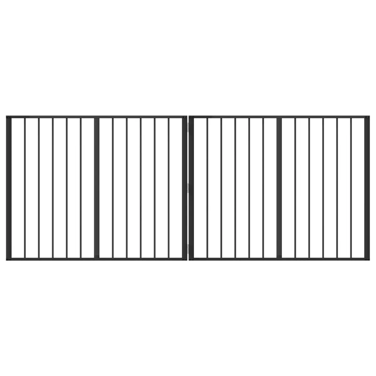 Dog Gate Foldable Black 100 x 80 cm Metal Pen Indoor Enclosure Barrier 2 Piece