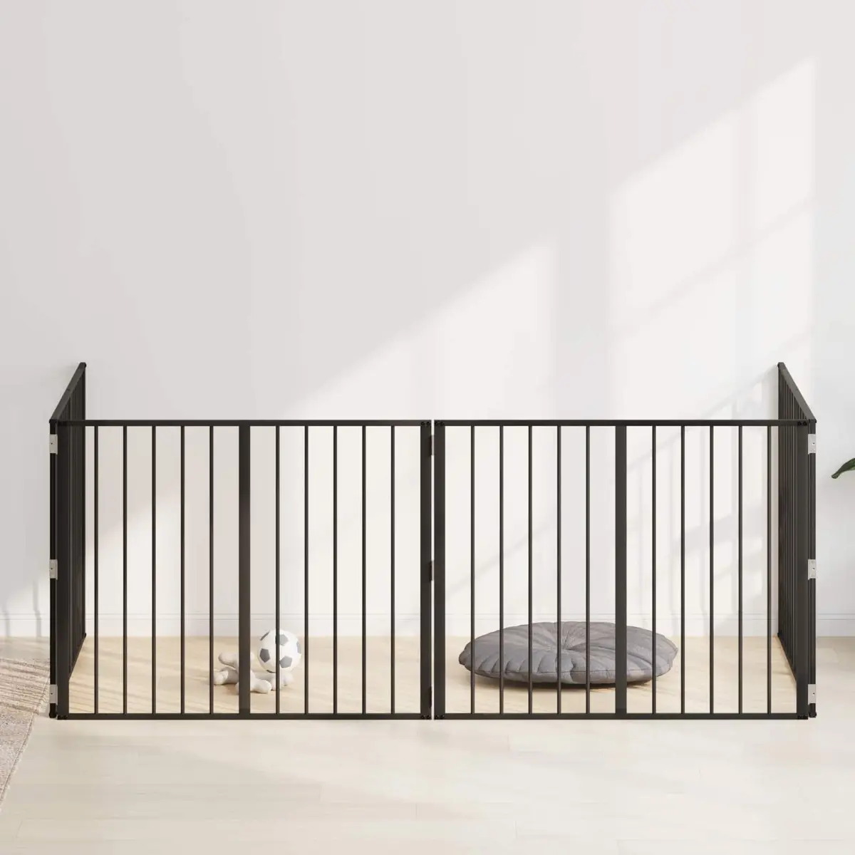 Dog Gate Foldable Black 100 x 80 cm Metal Enclosure Pen 4 Pieces