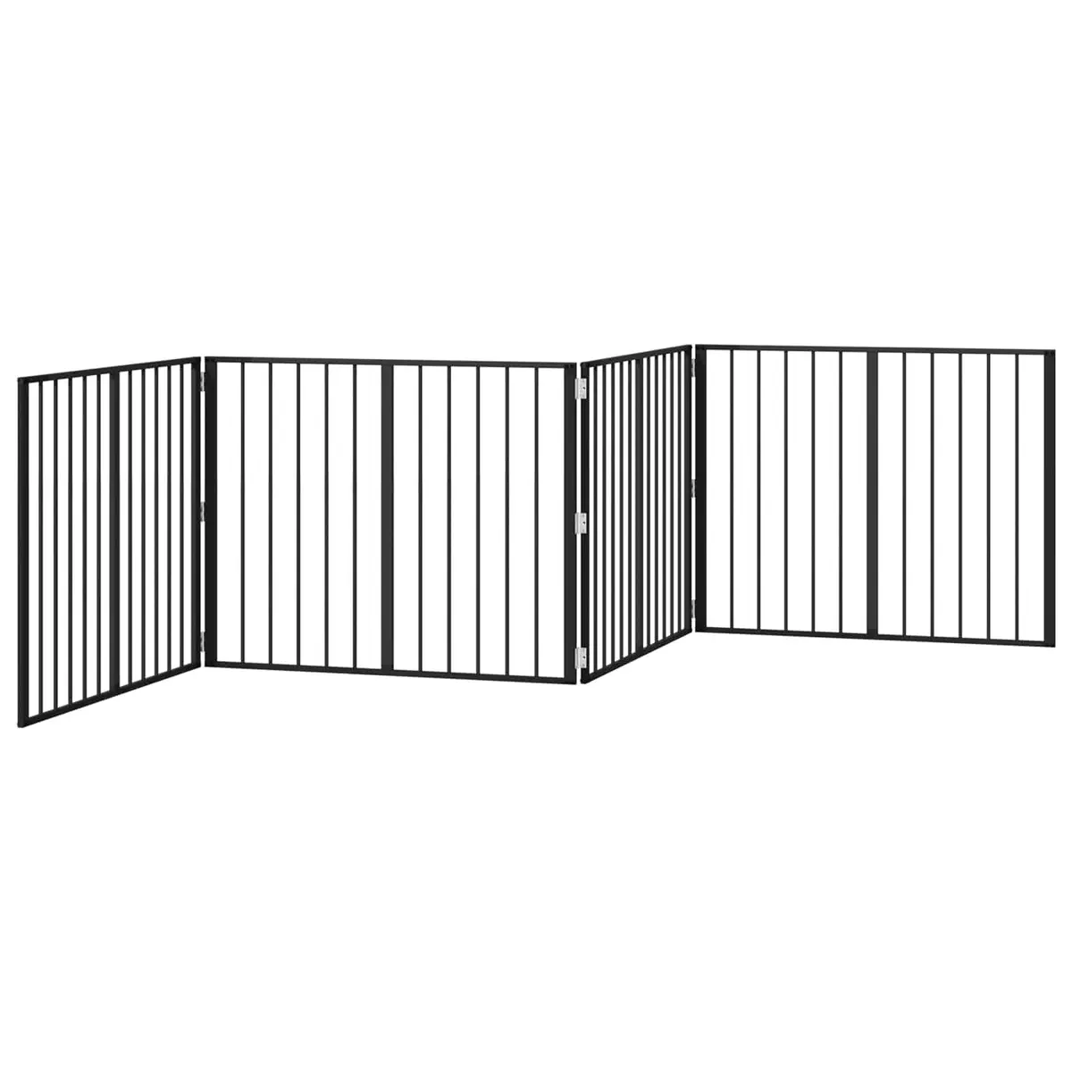 Dog Gate Foldable Black 100 x 80 cm Metal Enclosure Pen 4 Pieces