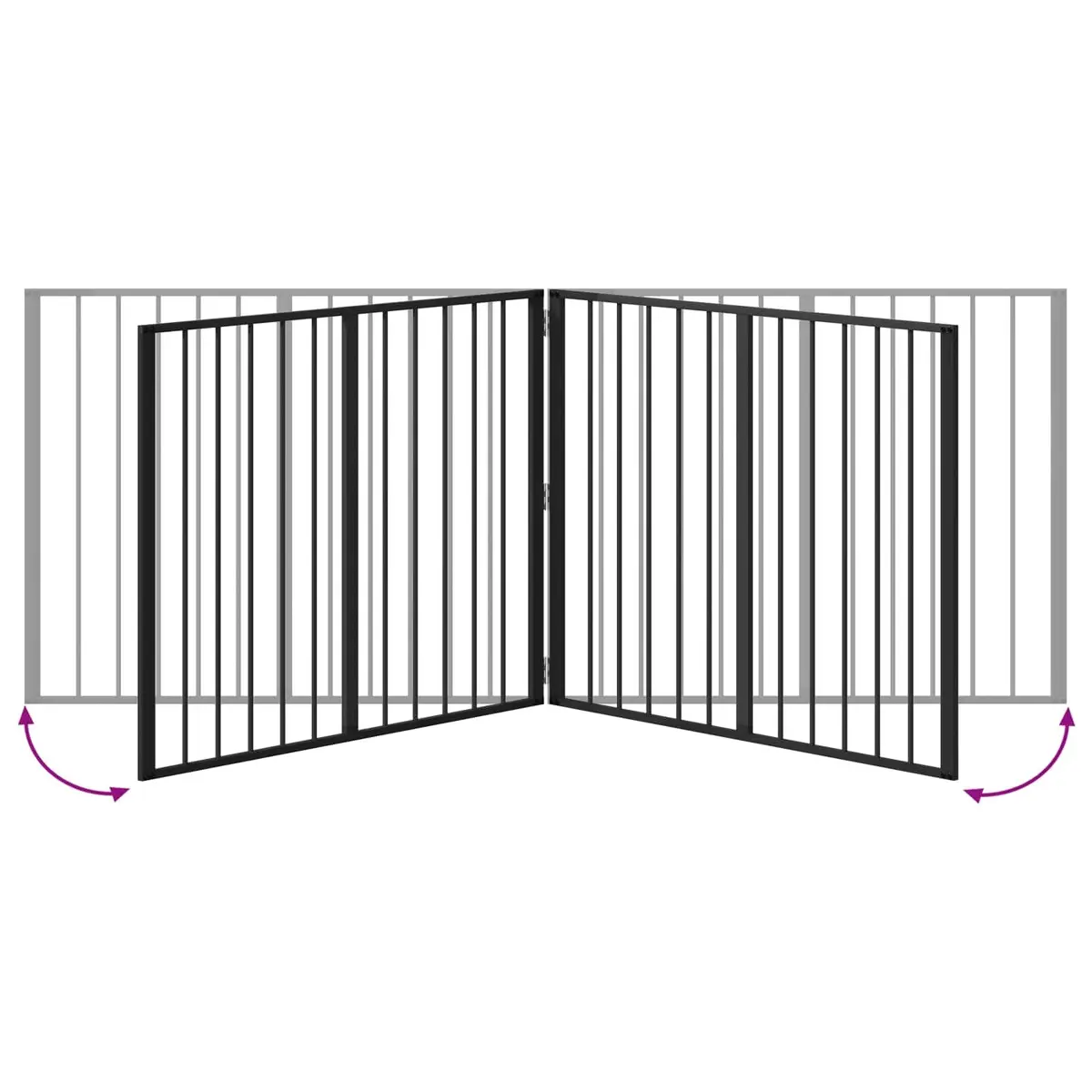 Dog Gate Foldable Black 100 x 80 cm Metal Enclosure Pen 4 Pieces
