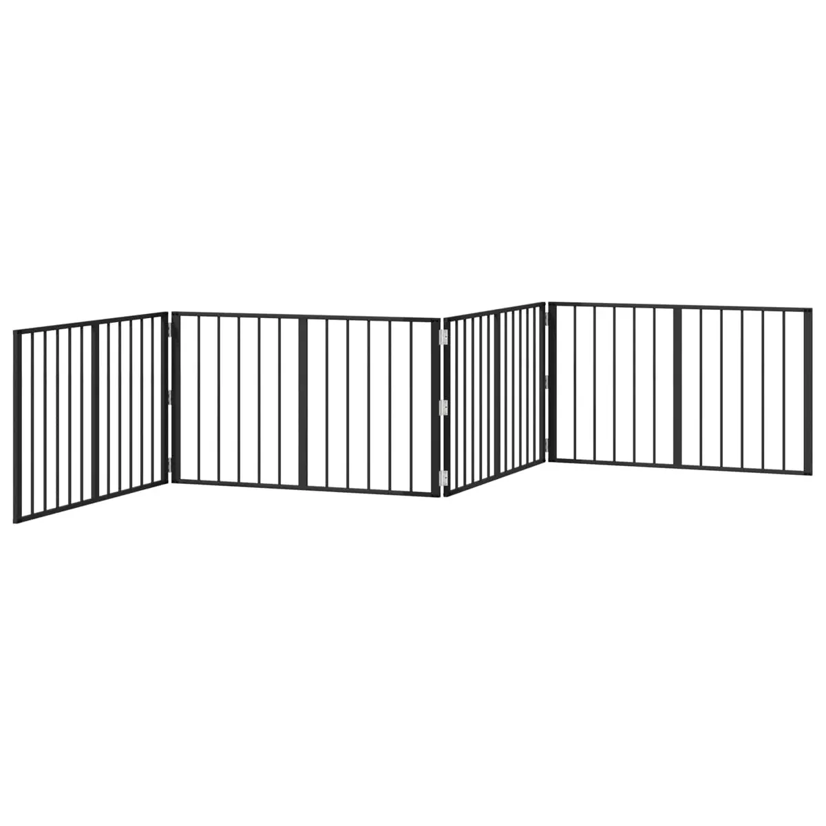 Dog Gate 4 Piece Black Galvanised Steel Pet Fence Panel Puppy Playpen Barrier 100 x 60 cm