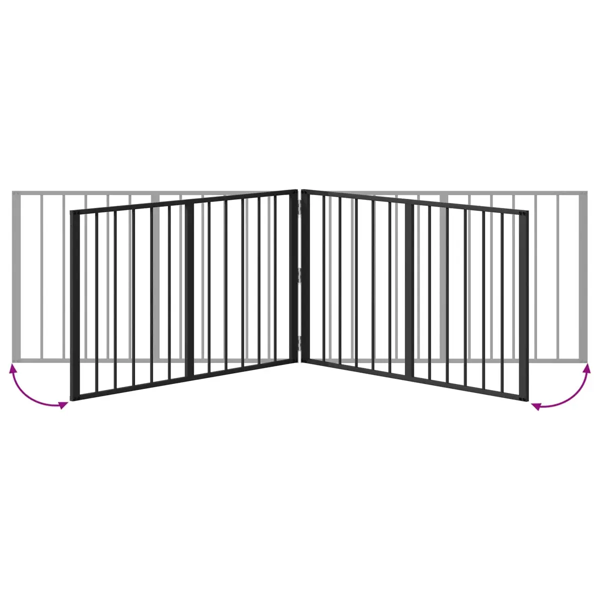 Dog Gate 4 Piece Black Galvanised Steel Pet Fence Panel Puppy Playpen Barrier 100 x 60 cm