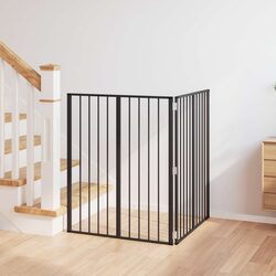 Dog Gate 2 pcs Black 80 x 100 cm Foldable Pet Enclosure Playpen Indoor Barrier