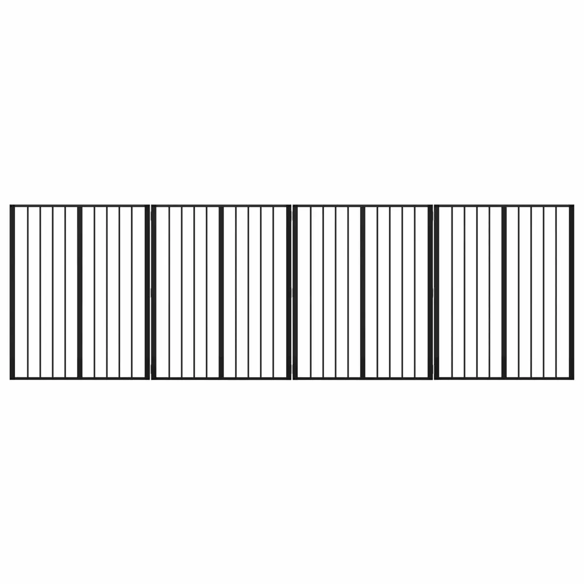 Dog Gate 4 Panels Black Galvanised Steel Pet Fence Puppy Playpen Barrier