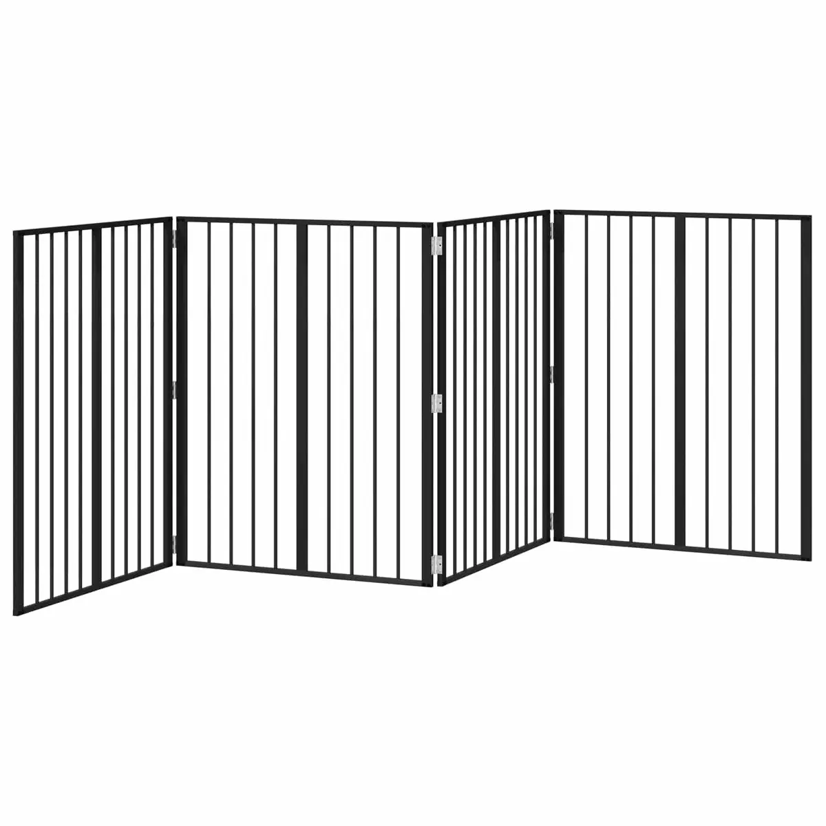 Dog Gate 4 Panels Black Galvanised Steel Pet Fence Puppy Playpen Barrier