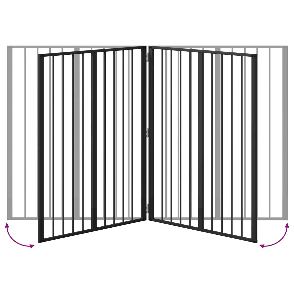 Dog Gate 4 Panels Black Galvanised Steel Pet Fence Puppy Playpen Barrier
