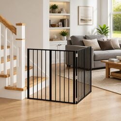Dog Gate 2 pcs Black 80 x 80 cm Foldable Pet Enclosure Playpen Indoor Safety