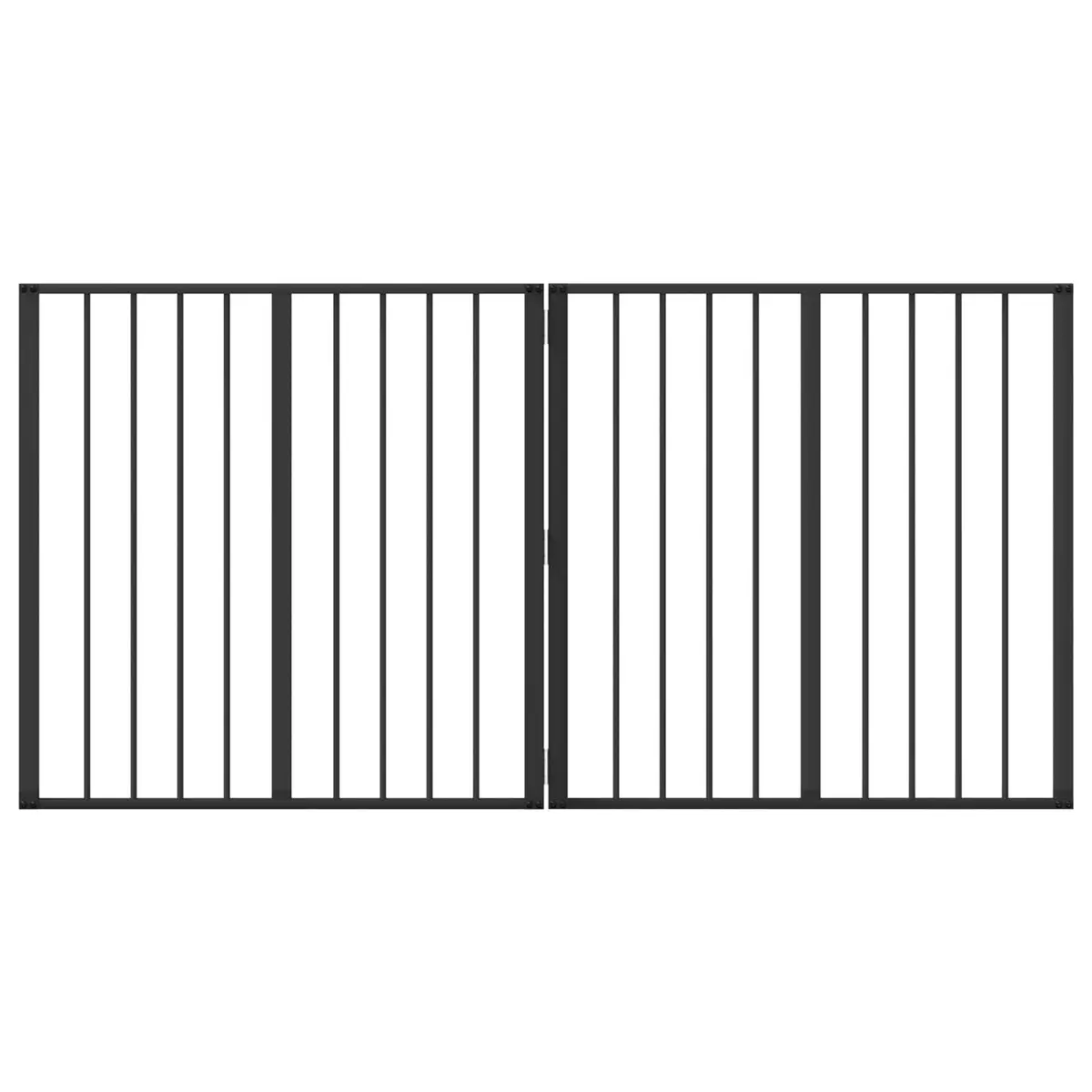 Dog Gate Foldable Black 80 x 80 cm 2 Piece Pet Enclosure Playpen Indoor Safety