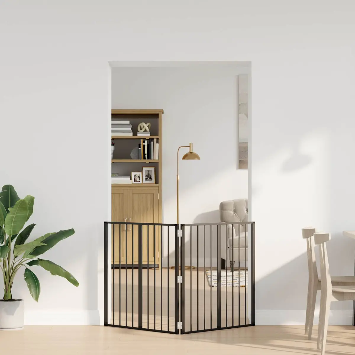 Dog Gate Foldable Black 80 x 80 cm 2 Piece Pet Enclosure Playpen Indoor Safety