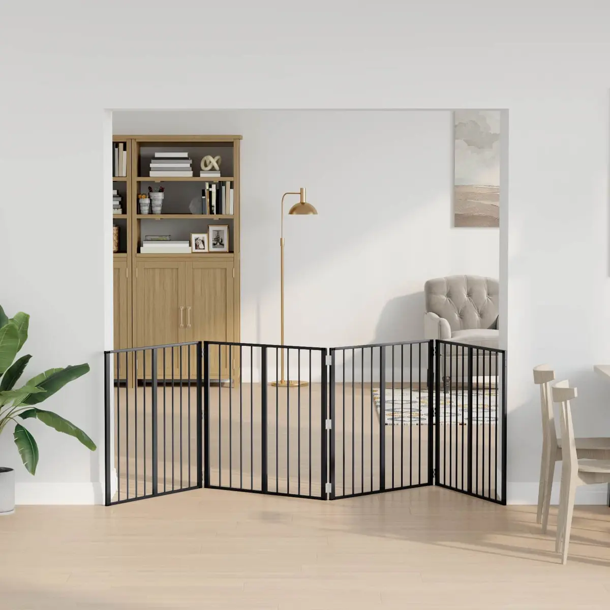 Dog Gate 4 Piece Black Galvanised Steel Pet Fence Panel 80 x 80 cm