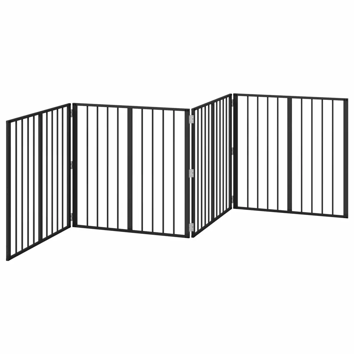 Dog Gate 4 Piece Black Galvanised Steel Pet Fence Panel 80 x 80 cm