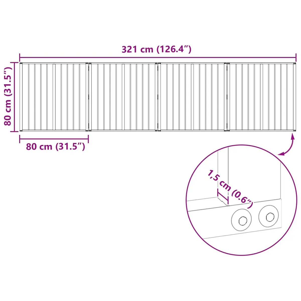 Dog Gate 4 Piece Black Galvanised Steel Pet Fence Panel 80 x 80 cm