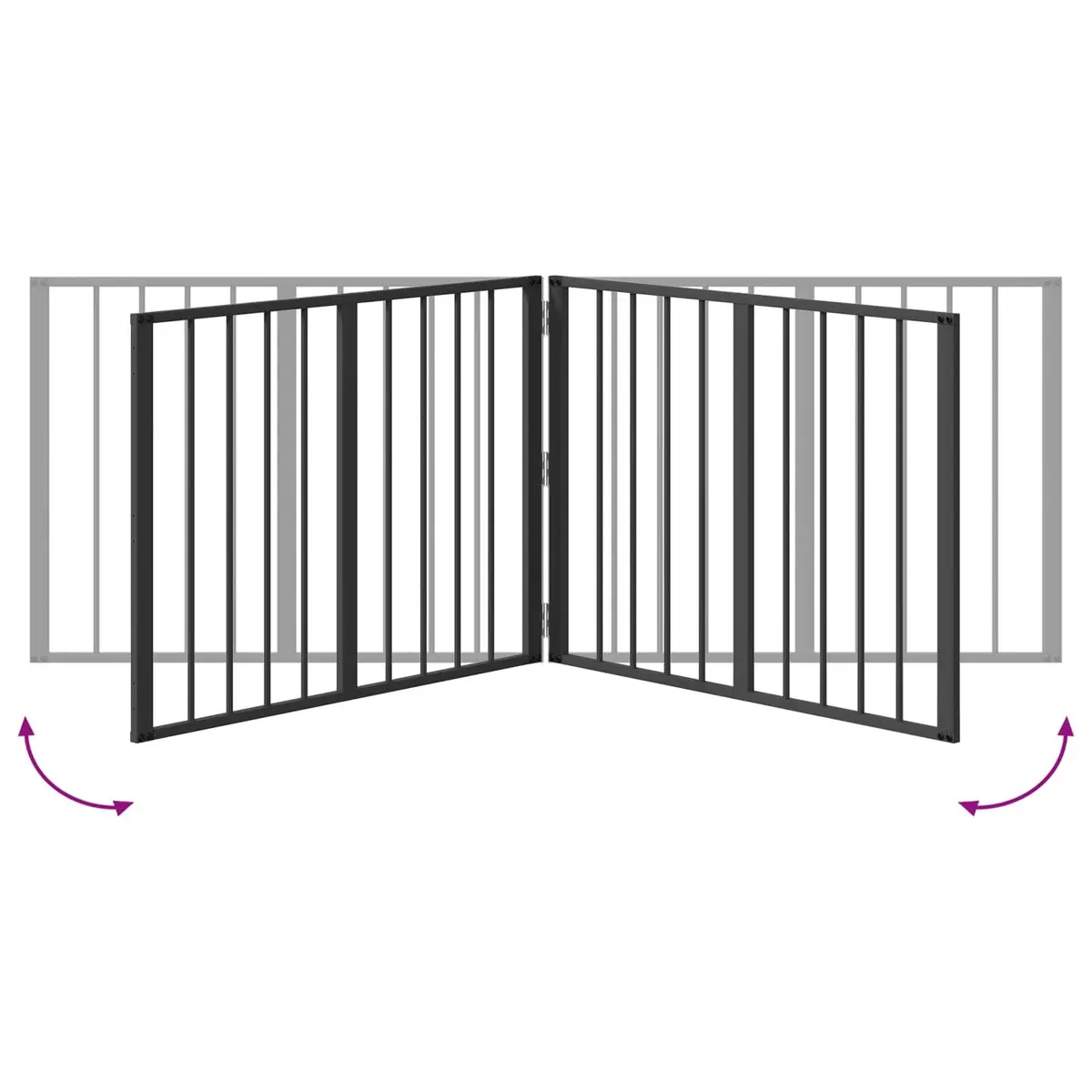 Dog Gate 2 pcs Black 80 x 60 cm Foldable Pet Enclosure Indoor Play Pen