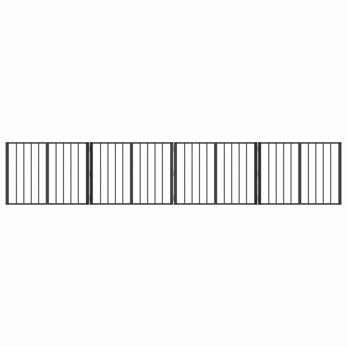Dog Gate Foldable 4 Piece Black 80 x 60 cm Galvanised Steel Pet Fence Panels
