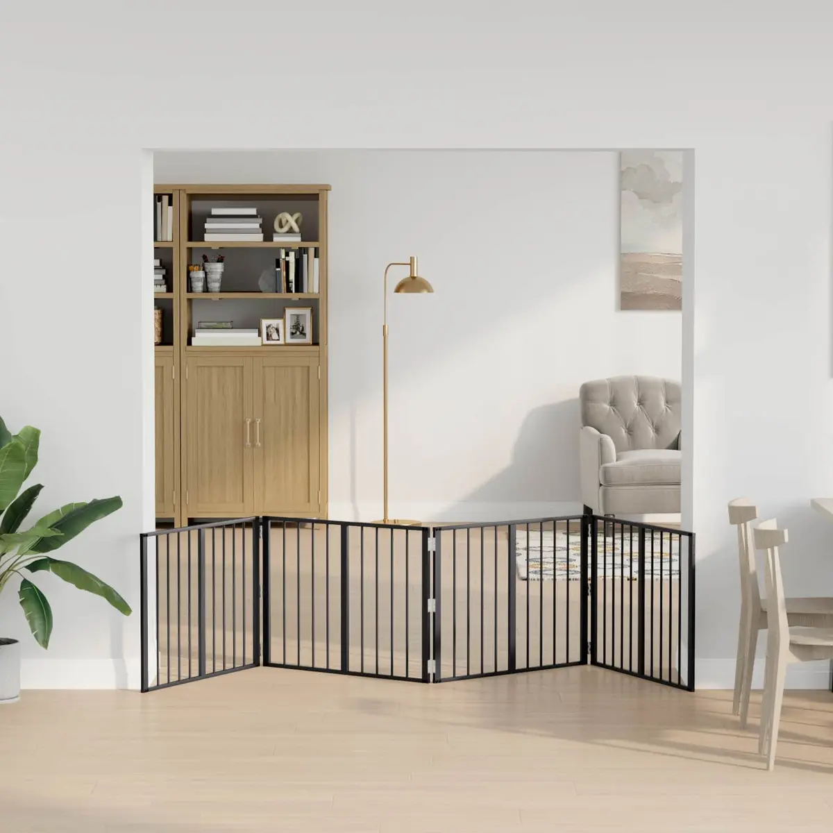Dog Gate Foldable 4 Piece Black 80 x 60 cm Galvanised Steel Pet Fence Panels