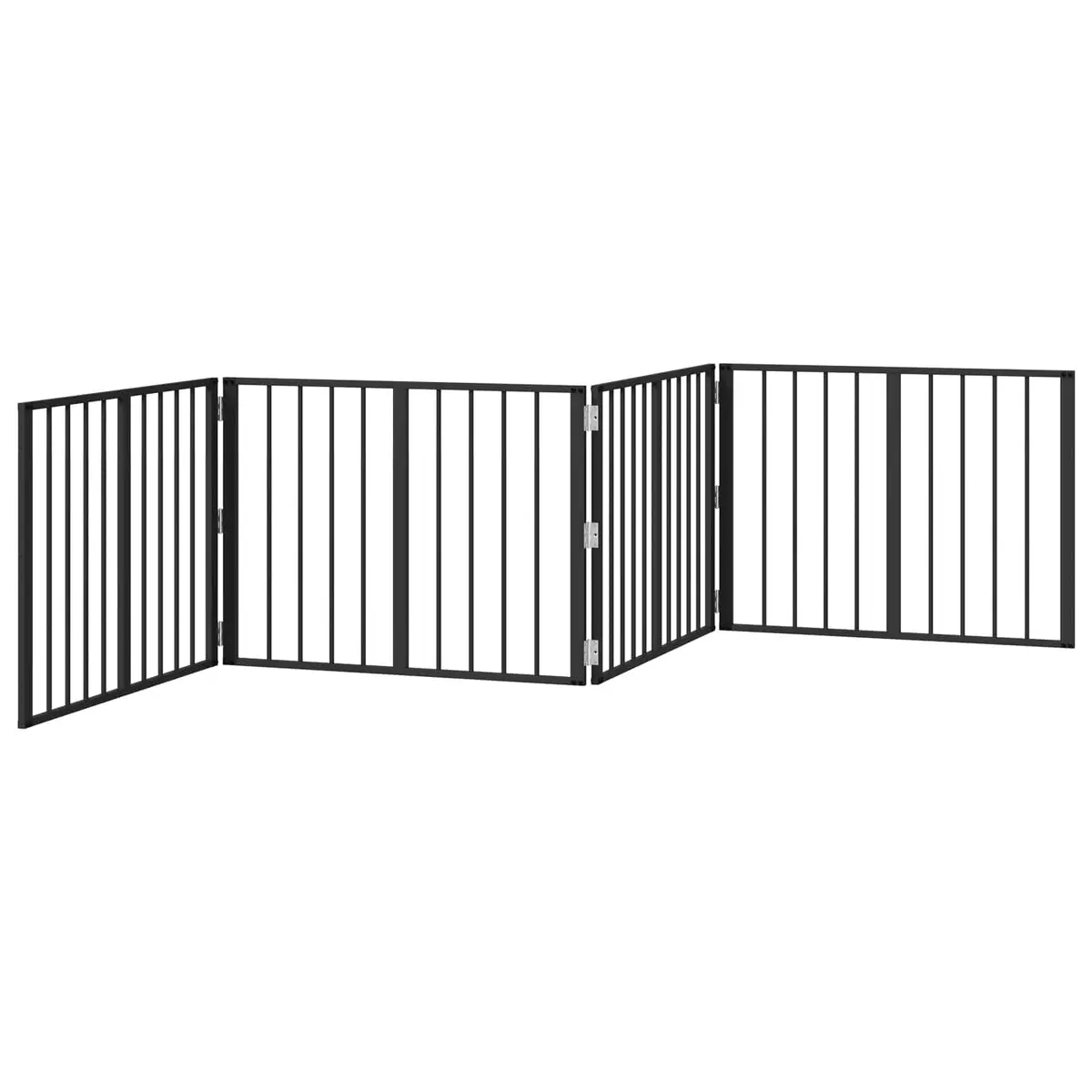 Dog Gate Foldable 4 Piece Black 80 x 60 cm Galvanised Steel Pet Fence Panels
