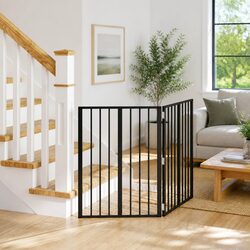 Dog Gate 2 pcs Black 60 x 80 cm Foldable Adjustable Pet Enclosure Indoor Pen