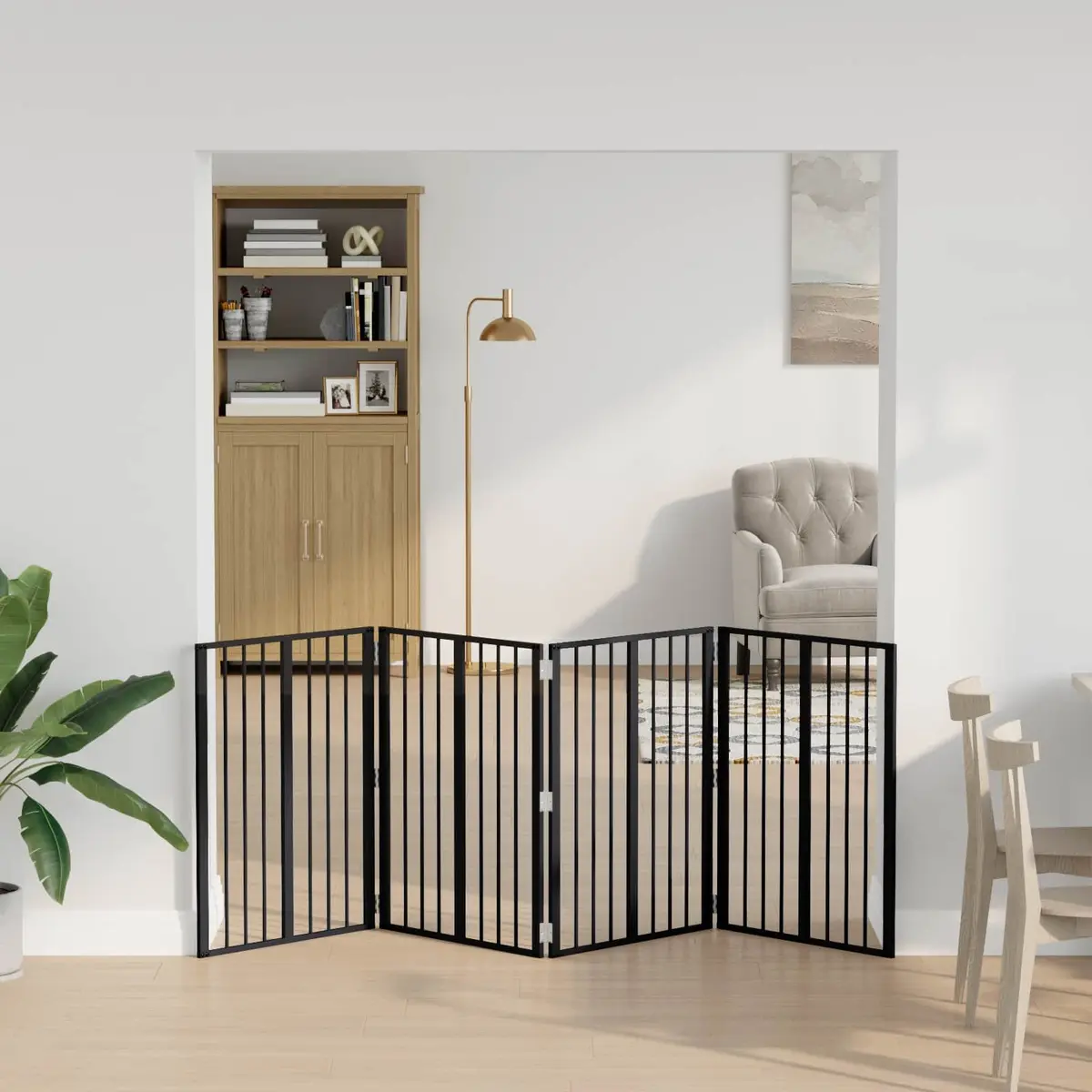 Dog Gate 4 pcs Black 60 x 80 cm Galvanised Steel Pet Fence Puppy Playpen Barrier