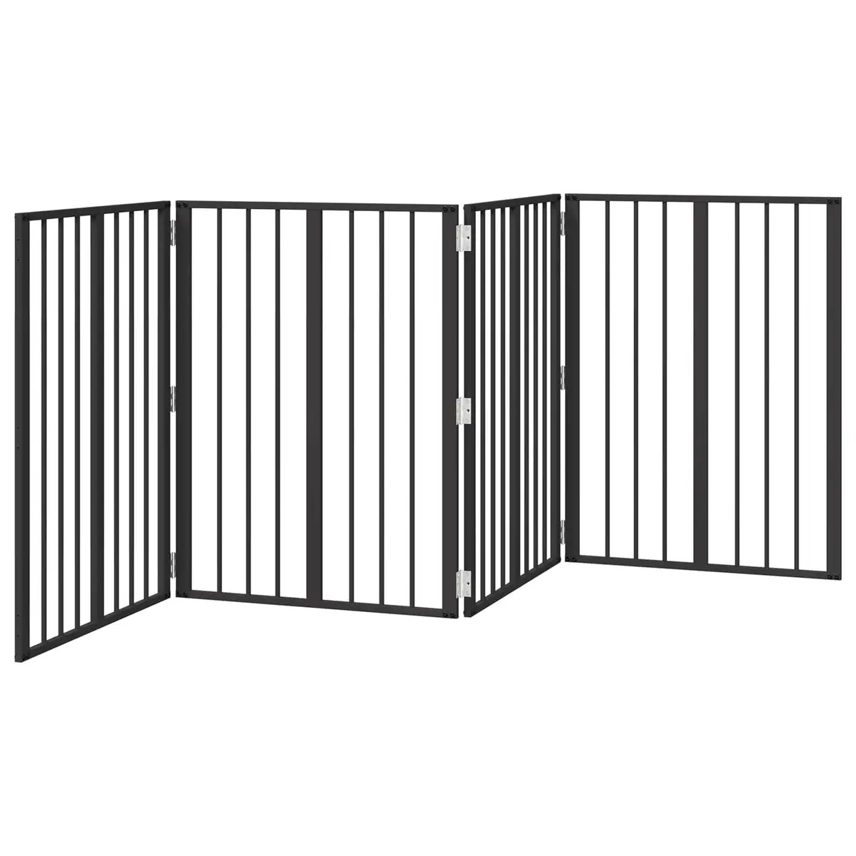 Dog Gate 4 pcs Black 60 x 80 cm Galvanised Steel Pet Fence Puppy Playpen Barrier