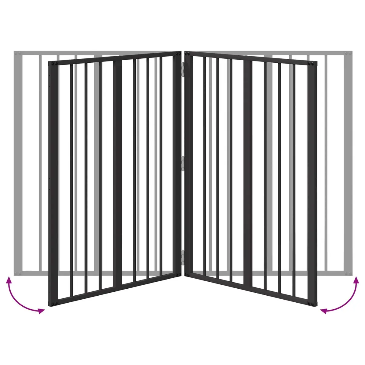 Dog Gate 4 pcs Black 60 x 80 cm Galvanised Steel Pet Fence Puppy Playpen Barrier