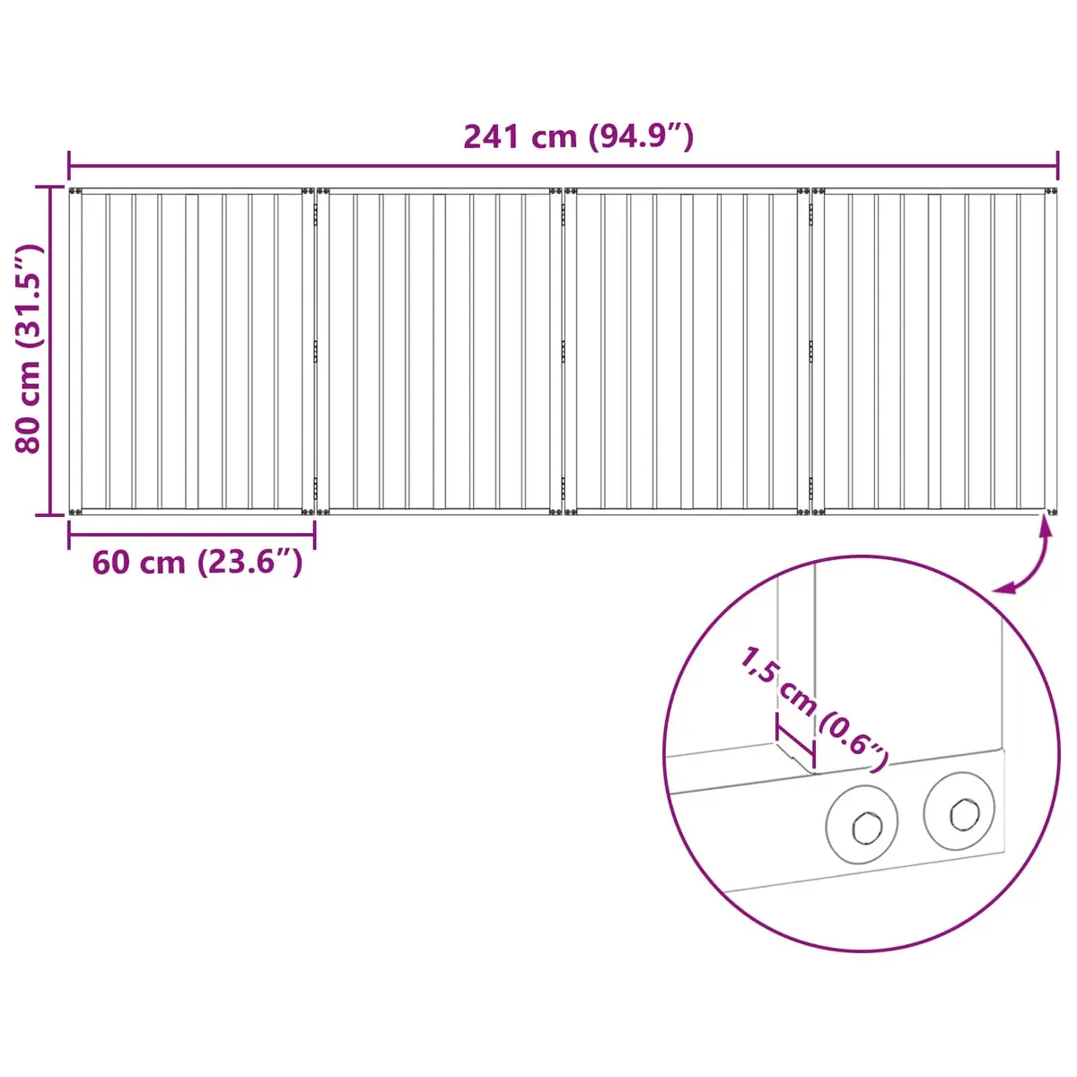 Dog Gate 4 pcs Black 60 x 80 cm Galvanised Steel Pet Fence Puppy Playpen Barrier