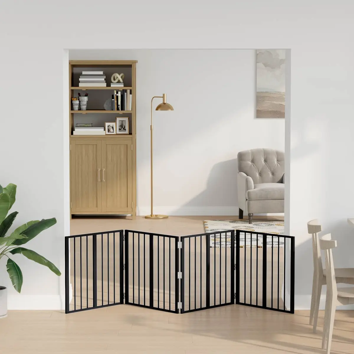 Dog Gate Foldable 4 Piece Black 60 x 60 cm Pet Enclosure Indoor Playpen