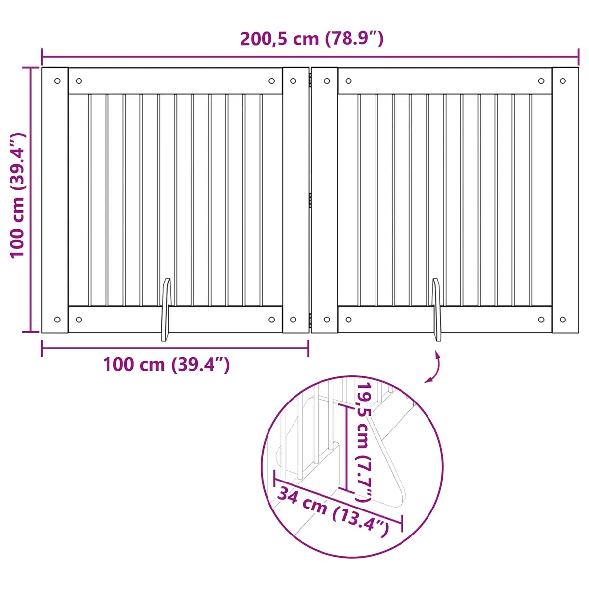 200.5 cm Foldable Dog Gate for Home Use