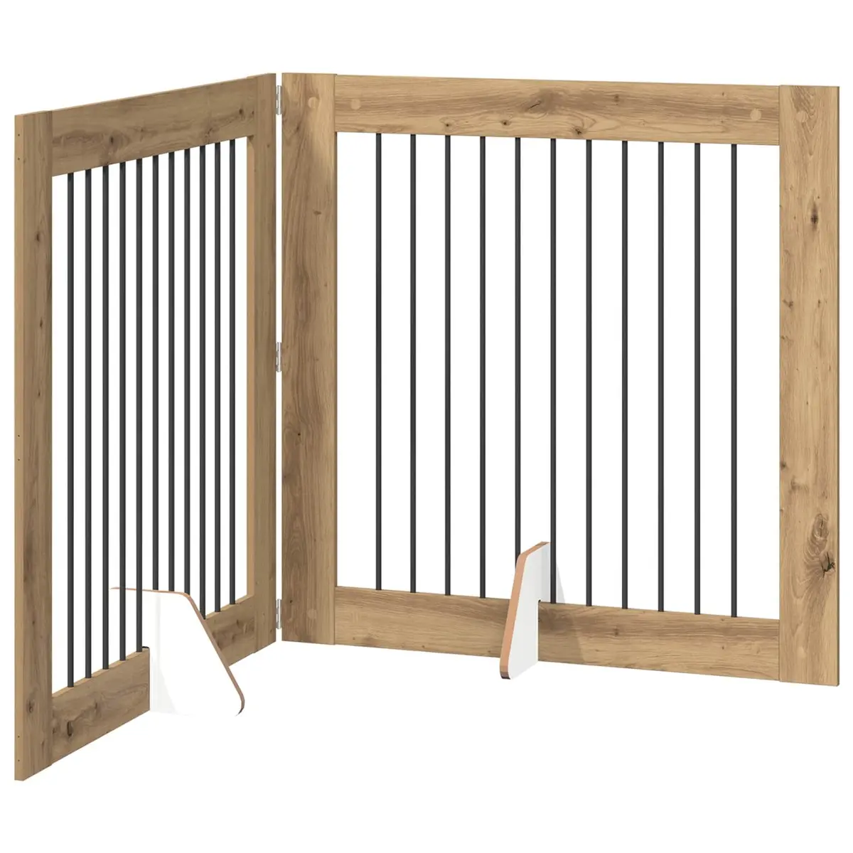 Foldable Dog Gate Portable Indoor Pet Fence 2 pcs Brown