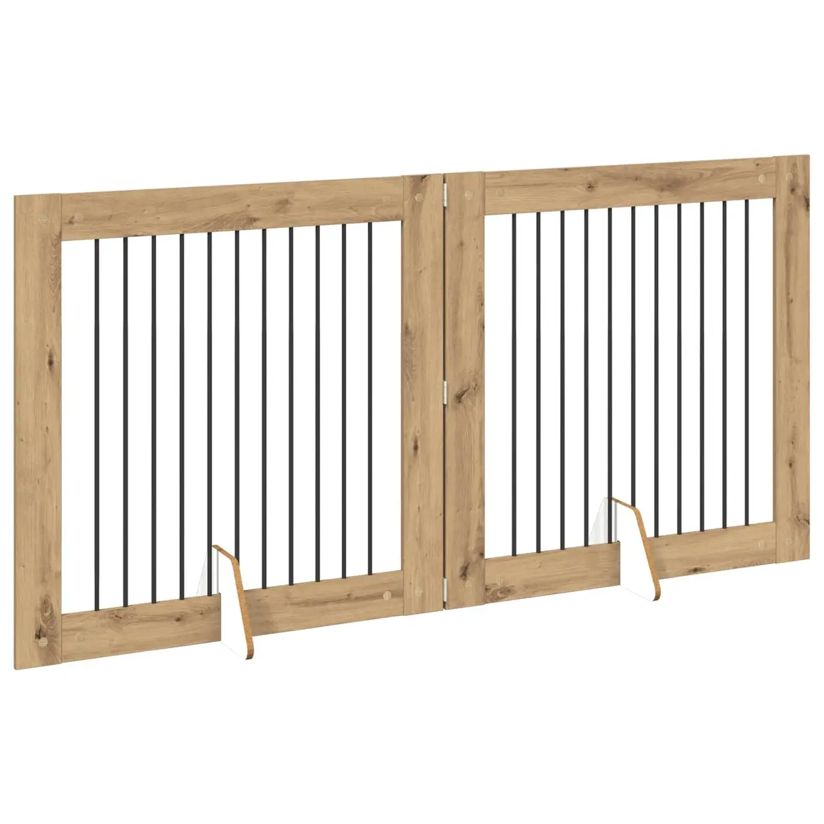 Foldable Dog Gate Portable Indoor Pet Fence 2 pcs Brown
