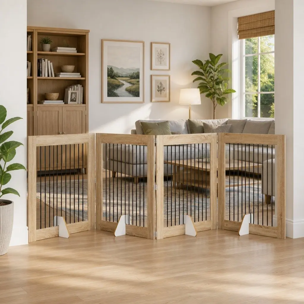 Foldable Dog Gate with Stands Indoor Pet Barrier Fence Sonoma Oak 401 cm