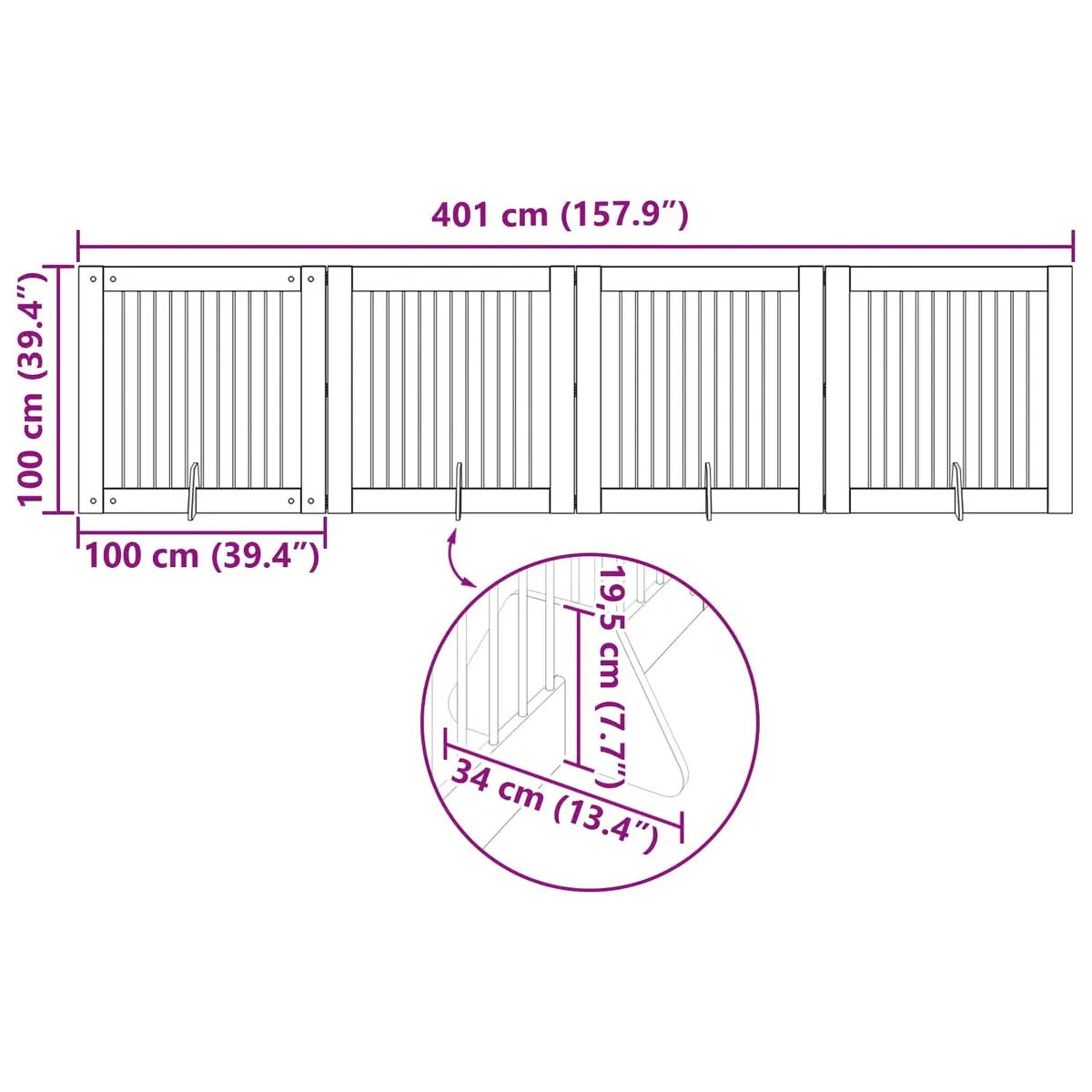 Foldable Dog Gate with Stands Indoor Pet Barrier Fence Sonoma Oak 401 cm