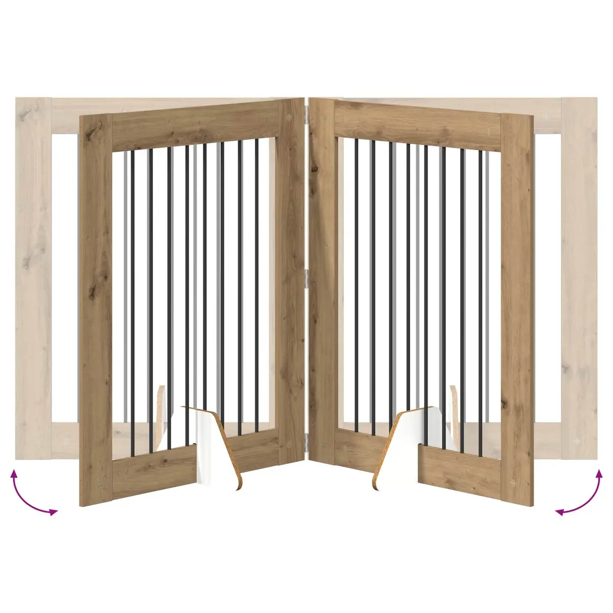 Foldable Dog Gate Portable Indoor Pet Fence 160.5 cm Brown 2 pcs