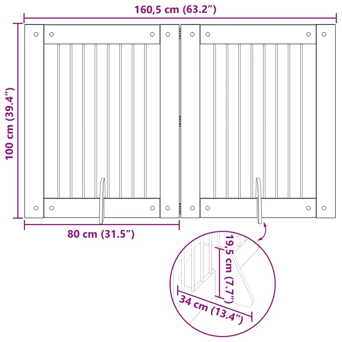 Foldable Dog Gate Portable Indoor Pet Fence 160.5 cm Brown 2 pcs