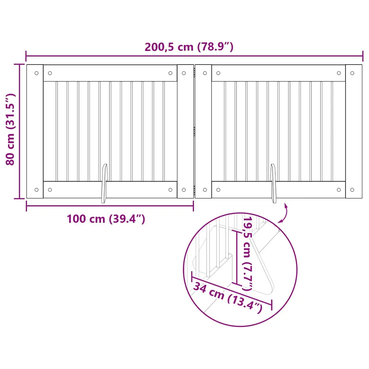 Foldable Dog Gate with Stands 2 pcs Indoor Pet Barrier Sonoma Oak 200.5 cm