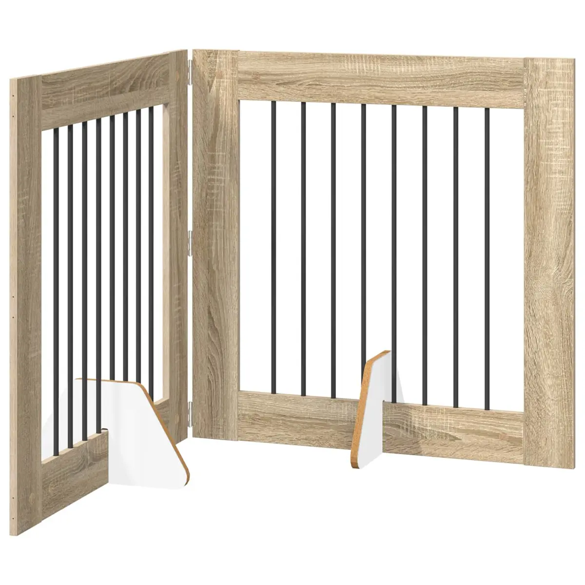 Foldable Dog Gate Portable Rectangular 2 Piece Brown