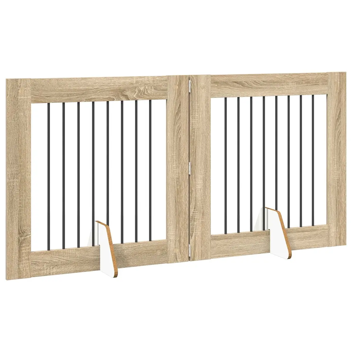 Foldable Dog Gate Portable Rectangular 2 Piece Brown