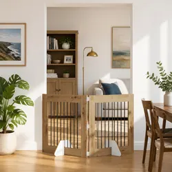 Adjustable Brown Foldable Dog Gate - 160.5 cm