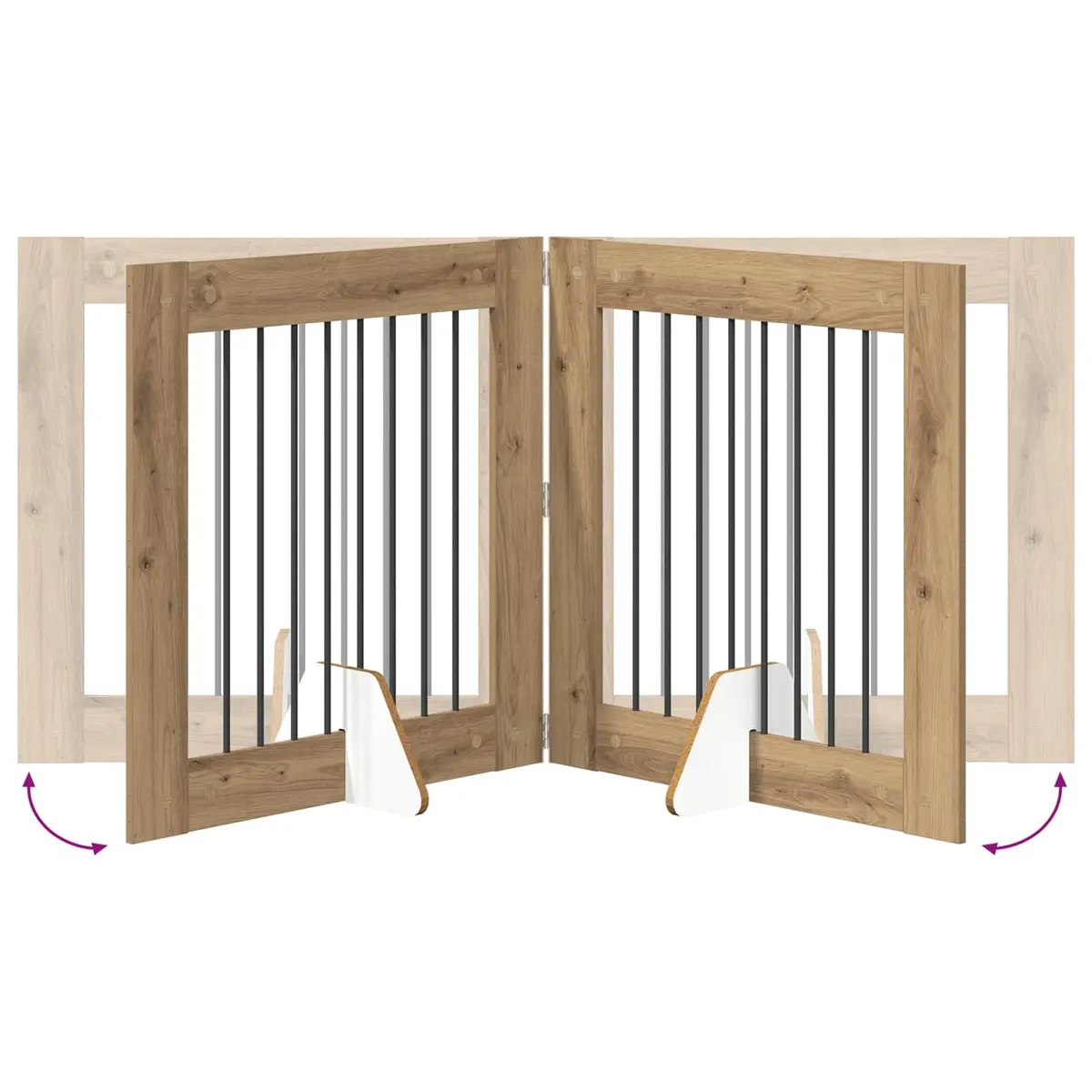 Foldable Dog Gate with Stands Brown 160.5 cm