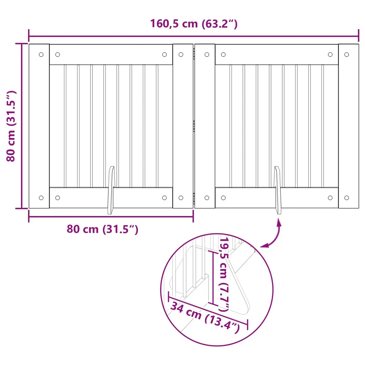 Foldable Dog Gate with Stands Brown 160.5 cm