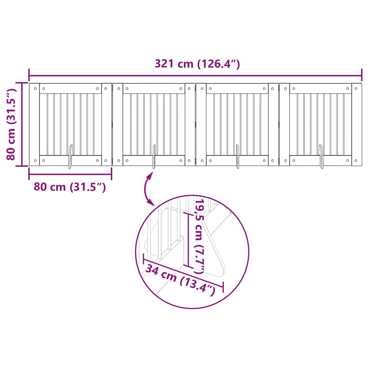 Foldable Dog Gate Indoor Pet Barrier Sonoma Oak 321 cm 4 pcs