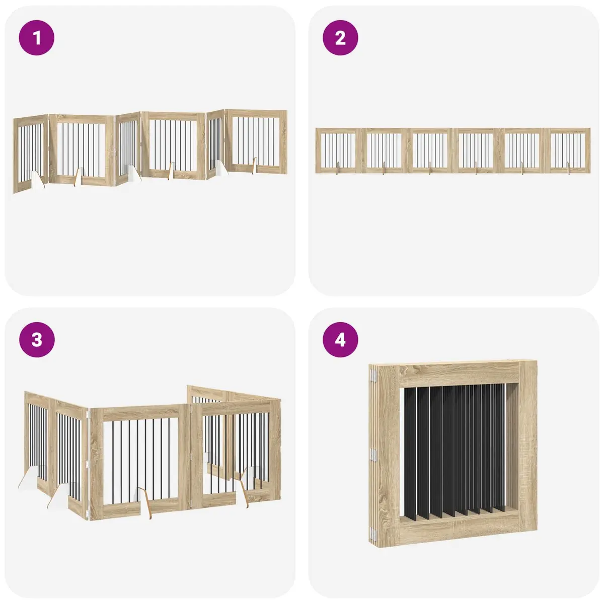 Foldable Dog Gate with Stands Sonoma Oak 482 cm Pet Barrier Room Divider 6 Piece