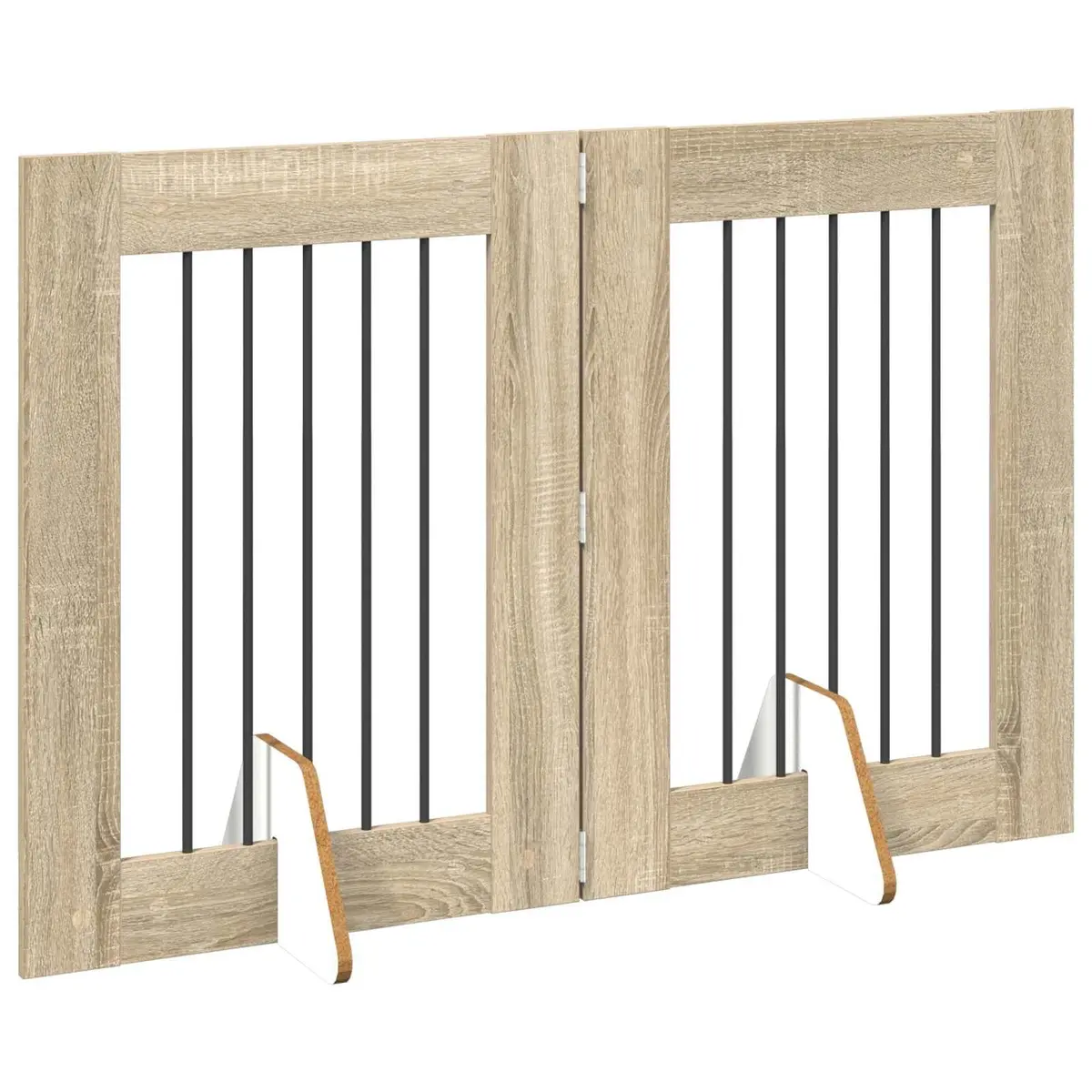 Foldable Pet Barrier Indoor Fence Sonoma Oak 120.5 cm Dog Gate with Stands 2 pcs