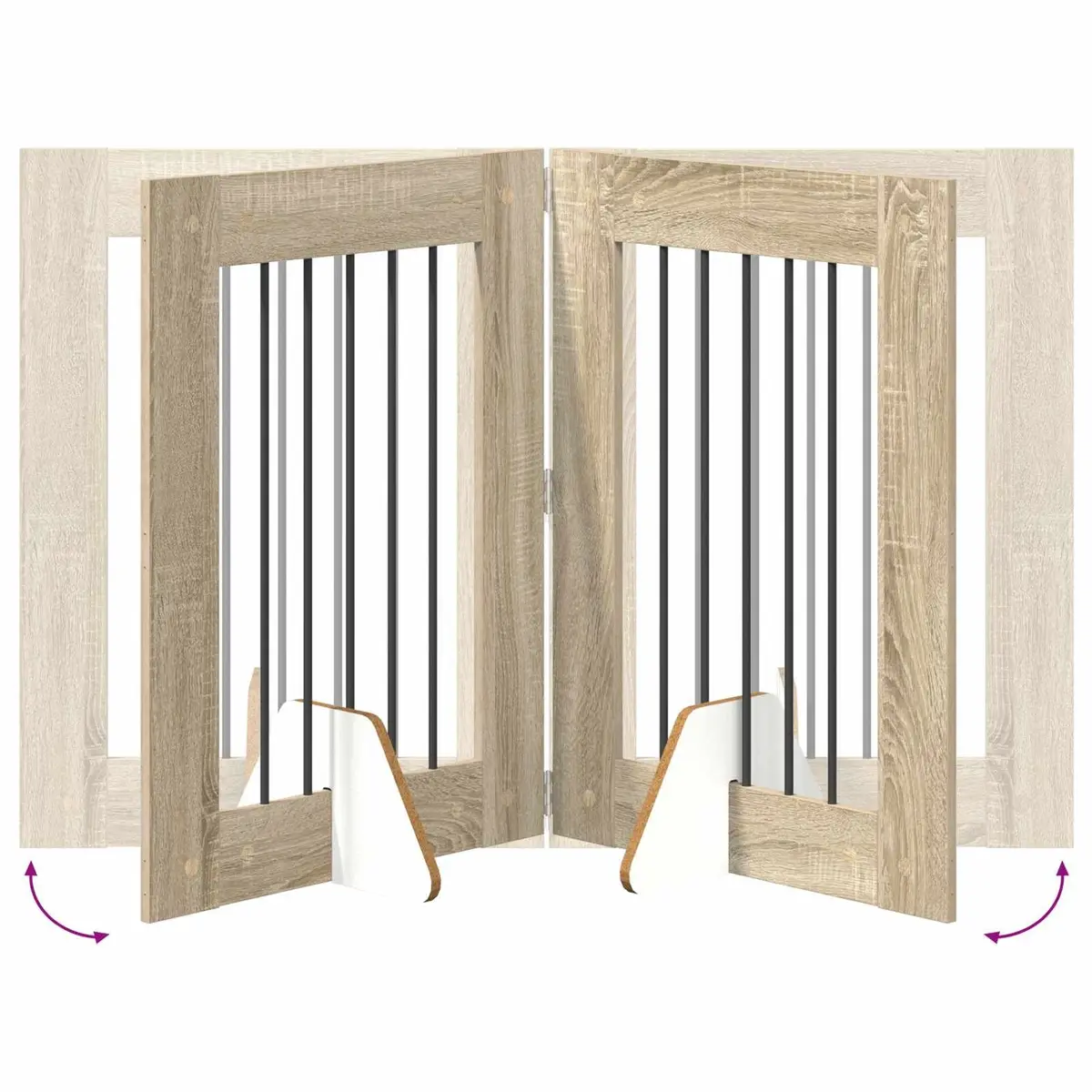 Foldable Pet Barrier Indoor Fence Sonoma Oak 120.5 cm Dog Gate with Stands 2 pcs