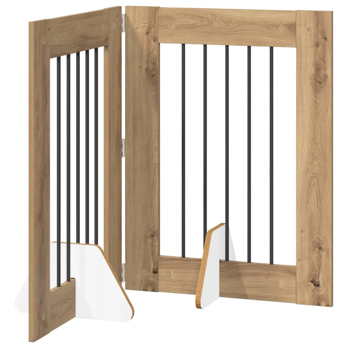 Foldable Dog Gate Portable Safety Barrier 120.5cm Brown 2 Piece