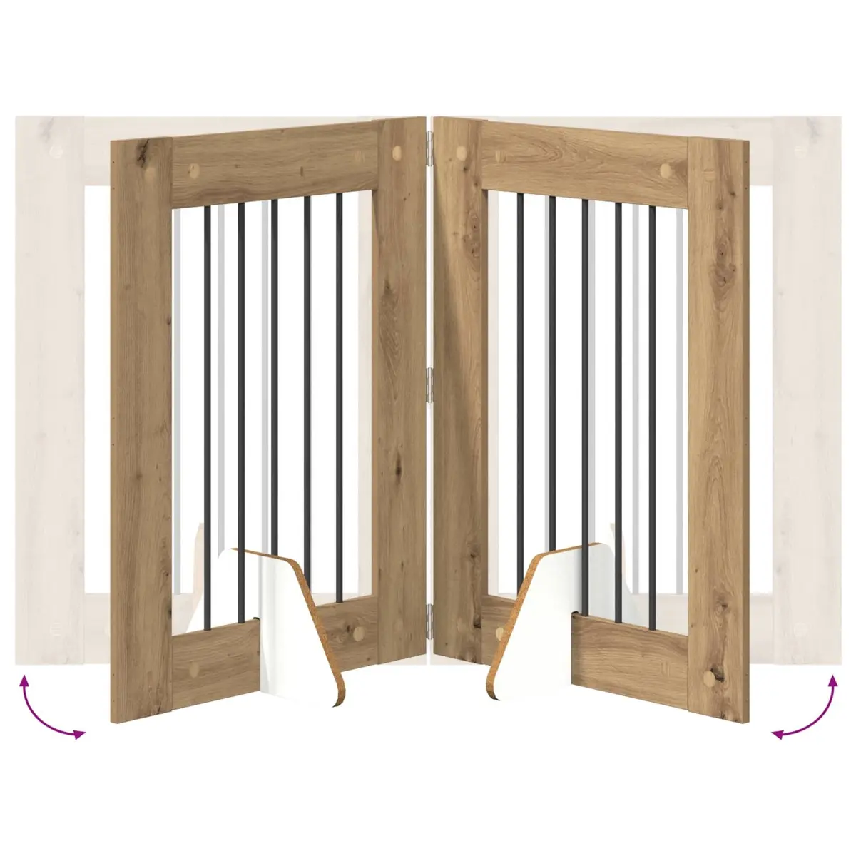Foldable Dog Gate Portable Safety Barrier 120.5cm Brown 2 Piece