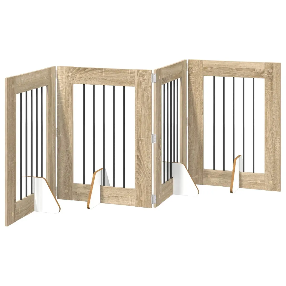 Freestanding Pet Barrier Foldable Dog Gate 241cm Sonoma Oak with Stands