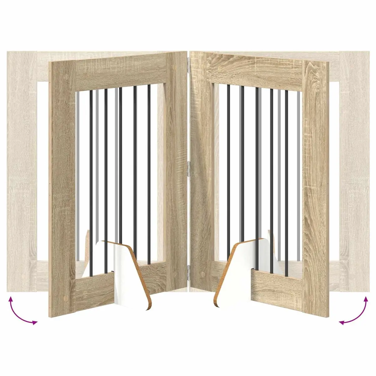 Freestanding Pet Barrier Foldable Dog Gate 241cm Sonoma Oak with Stands