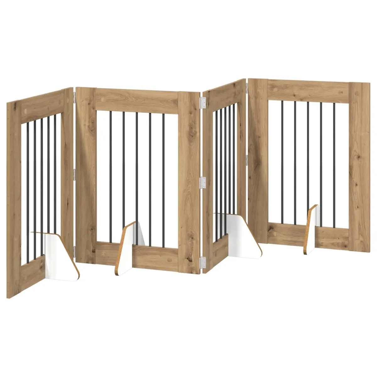 Foldable Dog Gate Freestanding Barrier 241 cm Brown 4 Piece