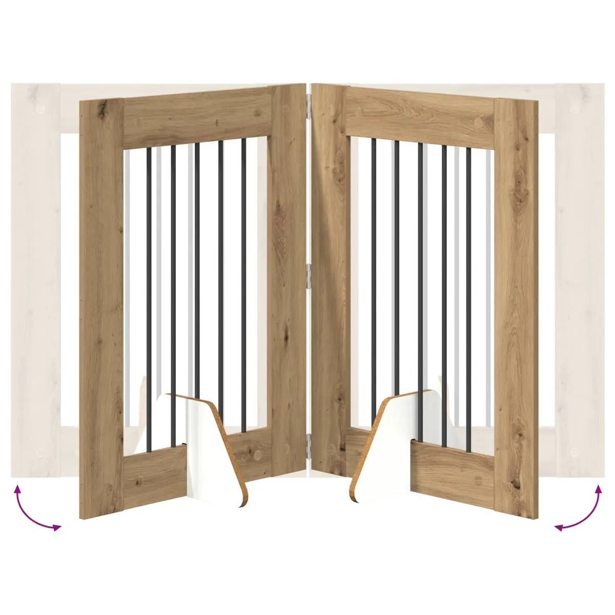 Foldable Dog Gate Freestanding Barrier 241 cm Brown 4 Piece