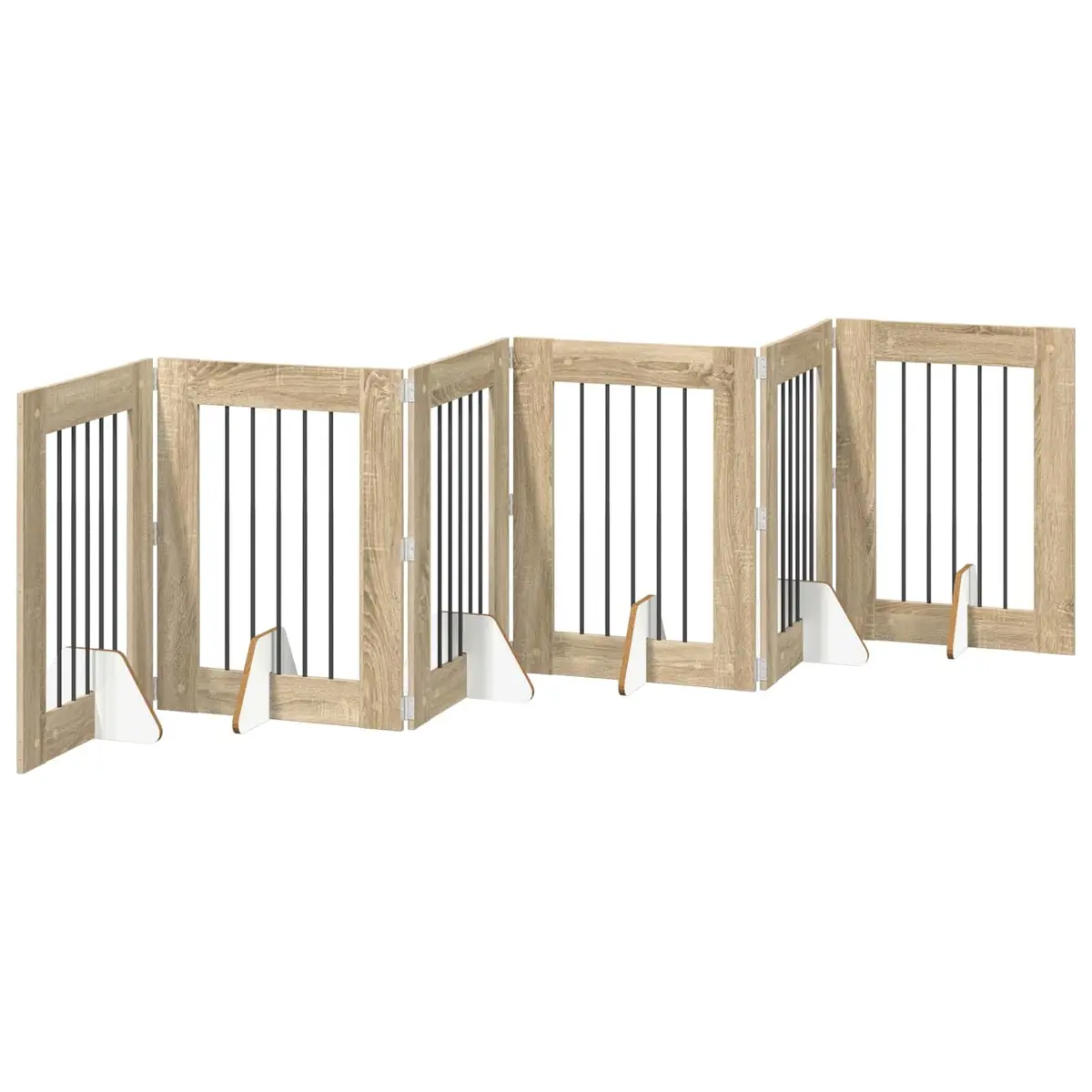 Foldable Dog Gate with Stands 6 Panels Sonoma Oak 362cm